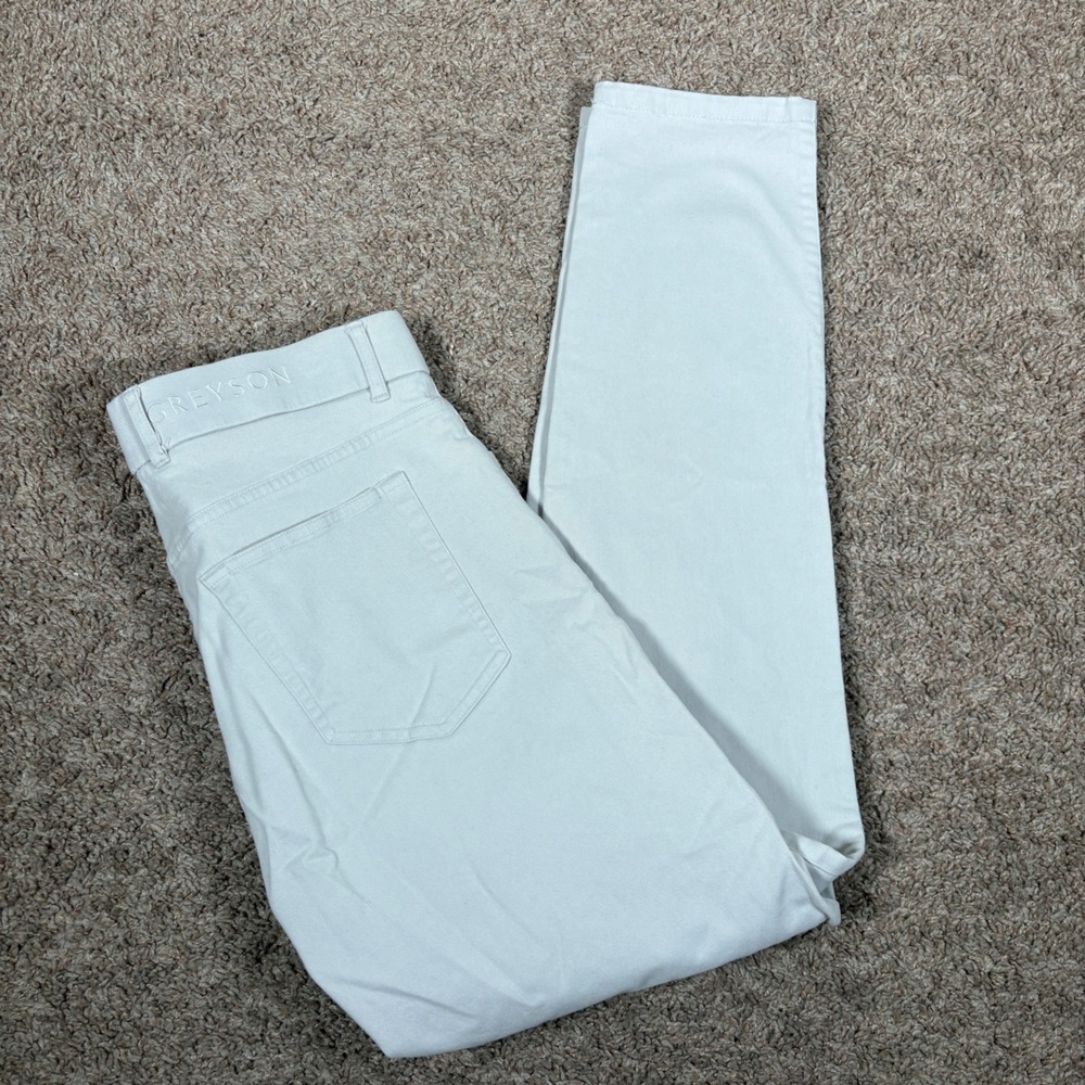 Greyson Montauk Men 34x32 (Fits 32x30) Light Grey 5-Pocket Technical Golf Pants